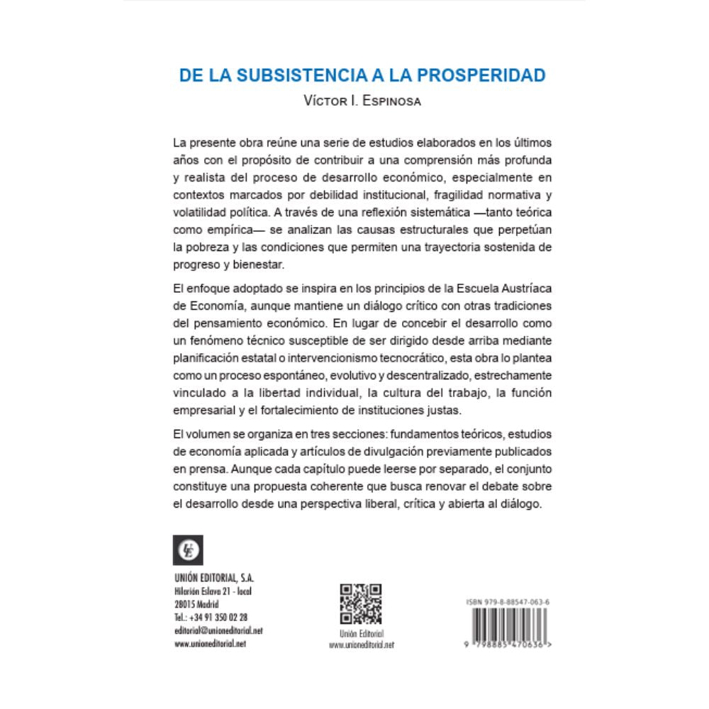 De la subsistencia a la prosperidad - Victor Espinosa PREVENTA FIRMADA